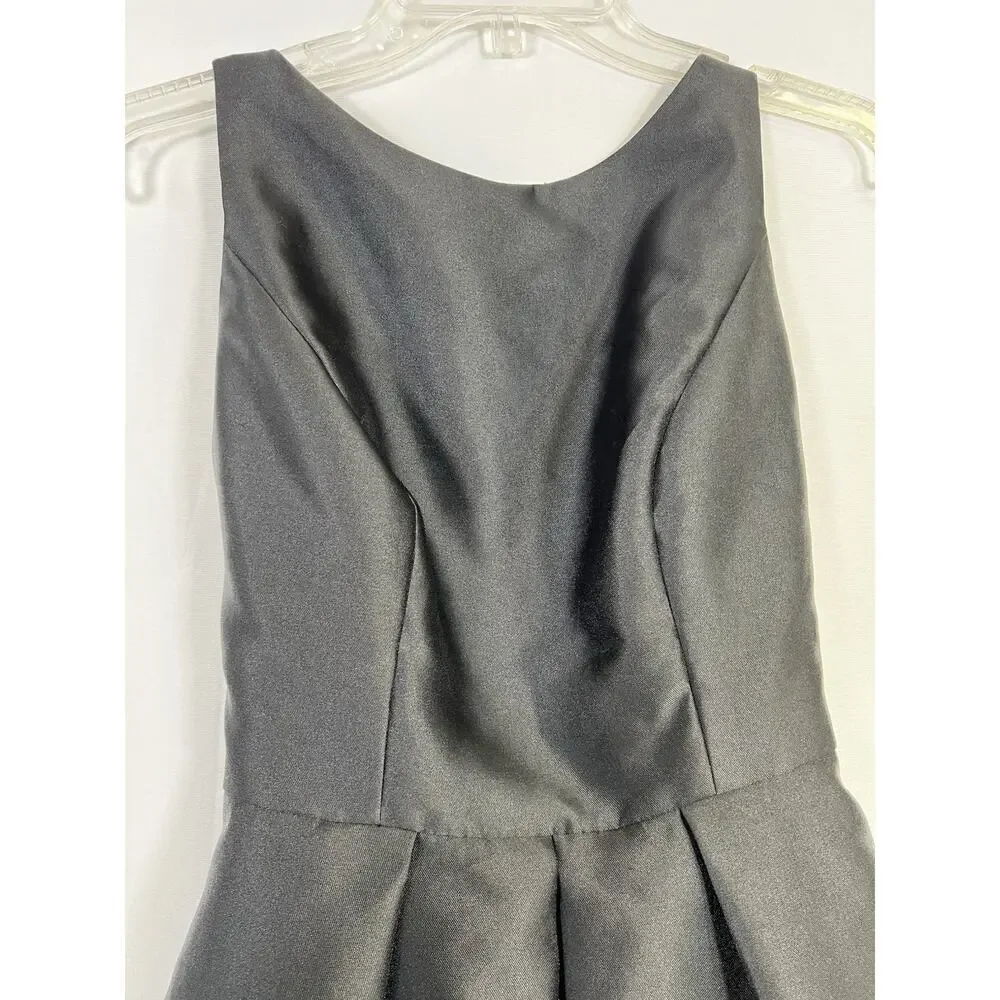 Alfred Sung Black Sleeveless Satin Twill Jewel Neck Dress Gown Womens 4 - Picture 3 of 11